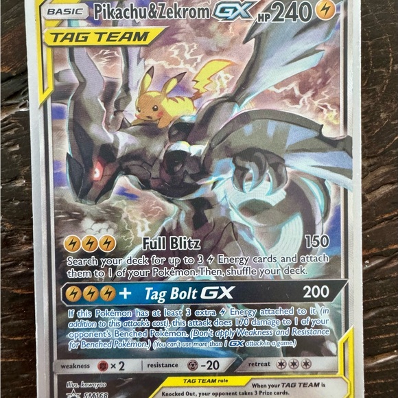 Pokemon Pikachu & Zekrom GX Card - Highly Sought After Collectable! - Picture 2 of 3
